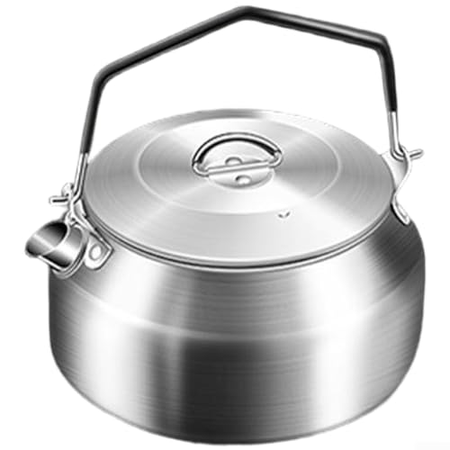 Volakebeing Outdoor Tragbarer Edelstahl BBQ Grill mit Teeherd, multifunktionales Kochutensil zum Grillen Kochen Braten, kompatibel mit Holzkohlealkoholblöcken (F) von Volakebeing