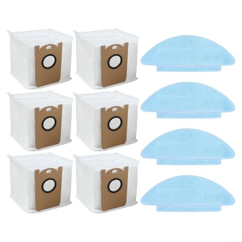 Volakebeing Roboter-Staubsauger-Ersatzteil-Set, kompatibel für Zaco A10 Pro, enthält 4 Mikrofaser-Mopp-Pads und 6 Vlies-Staubbeutel von Volakebeing