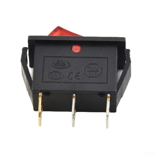 Volakebeing Roter Wippschalter, 15 A, 250 V, 20 A, 125 V, ON-OFF-ON, 3-polig, elektrisch, SPST-Schnapp-Typ, Steckklemmen für Haushaltsgeräte Volakebeing Roter Wippschalter, 15 A, 250 V, 20 A, 125 V, ON-OFF-ON, 3-polig, elektrisch, SPST-Schnapp-Typ, Steckklemmen für Haushaltsgeräte von Volakebeing