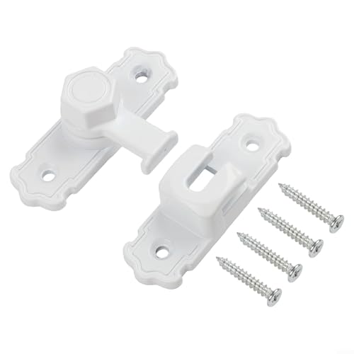 Volakebeing Scheunentürschloss aus Aluminiumlegierung für Schiebetüren, rostfrei, 90-Grad-Sicherheitsriegel, robuster Sichtschutzriegel mit Schrauben für Schrank, Badezimmer, Zaun (weiß) von Volakebeing