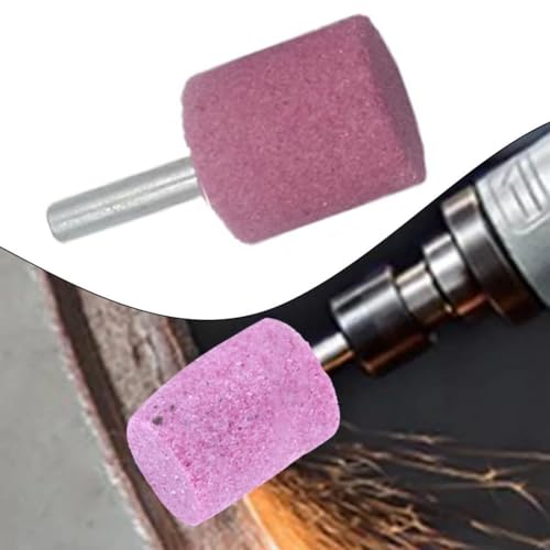 Volakebeing Schleifkopf aus rotem Korund, 6 mm Schaft, montiert, Schleifstein für Drehwerkzeuge, Metall, Holz, Polieren, Rostentfernung, Elektrowerkzeug-Zubehör (G) von Volakebeing