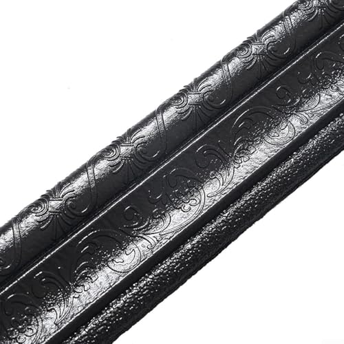 Volakebeing Selbstklebende 3D-Schaumstoff-geprägte Aufkleber, geprägte PVC-Wand, Türrahmen, TV-Hintergrund, Wand, Schrank, Treppendekoration, wasserdichte Sockelleistenaufkleber (schwarz) von Volakebeing