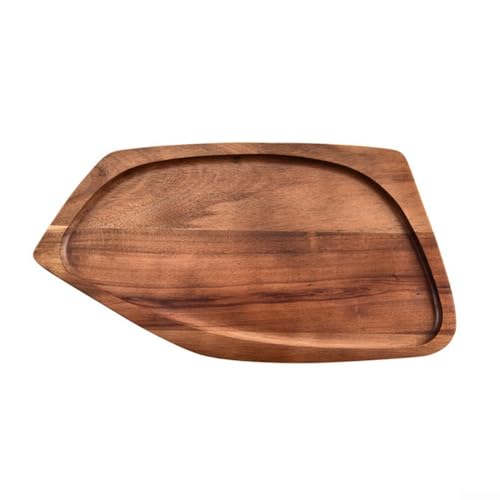 Volakebeing Serviertablett aus Holz, 30 x 15 cm und 33,5 x 17,5 cm, natürliche Holz-Teller für Tee, Dessert, Brot und Obst, mit leicht zu reinigenden, glatten Oberflächen (L) von Volakebeing