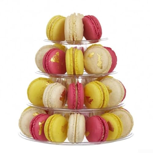 Volakebeing Transparenter PVC-Macaron-Turm-Ständer mit 4 Ebenen, verstellbar, stapelbar, für Hochzeit, Geburtstag, Feier, Dessert, Tischdekoration, hält Volakebeing Transparenter PVC-Macaron-Turm-Ständer mit 4 Ebenen, verstellbar, stapelbar, für Hochzeit, Geburtstag, Feier, Dessert, Tischdekoration, hält von Volakebeing