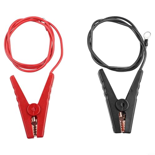 Volakebeing Verlängerungskabel für Elektrozaun, 91 cm, Drahtkabel mit Krokodilklemmen für Solarzaun, Ladegerät, Viehbestand, Verkabelung, Rot, Schwarz, Paar von Volakebeing