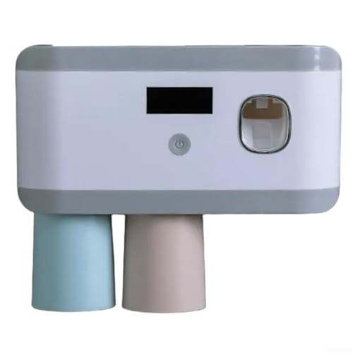 Volakebeing Wandmontierter Zahnbürstenhalter mit integriertem Zahnpastaspender, Lichtenergie und USB-Aufladung, automatischer 5-Minuten-Desinfektionszyklus, 60 Tage Akkulaufzeit (grau) von Volakebeing