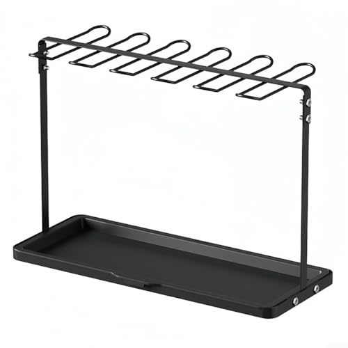 Volakebeing Weinglasregal zum Aufhängen von Stielgläsern und Tassen, Metall-Bar-Organizer, passend für 6 Standard-Gläser, platzsparend, staubfreies Display (schwarz) von Volakebeing