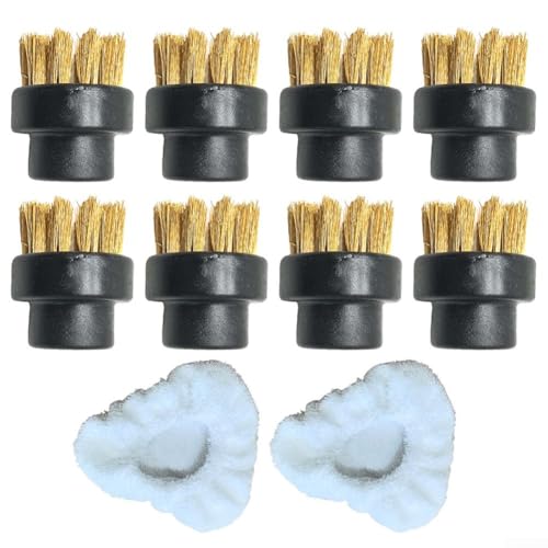 Volakebeing Wischmopp-Pads und Bürstenwerkzeug-Set, kompatibel mit Reinigern, enthält 8 Edelstahldraht-Rundbürsten und 2 Mikrofaser-Pads Volakebeing Wischmopp-Pads und Bürstenwerkzeug-Set, kompatibel mit Reinigern, enthält 8 Edelstahldraht-Rundbürsten und 2 Mikrofaser-Pads von Volakebeing