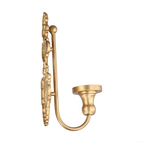 Wand-Kerzenhalter aus Gusseisen, Vintage-Stil, konisch, antikes weißes Metall, Wandhalterung, dekoratives Licht für Wohnzimmer, Zuhause (Gold) von Volakebeing