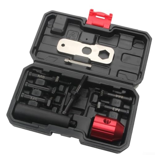 ivet Kit Hochleistungs-elektrisches pneumatisches Nietwerkzeug-Set mit Ersatzspitzen, Aluminium-Spike-Umwandlungskopf M2-M8 M2-M10 Rot Schwarz (M10) von Volakebeing