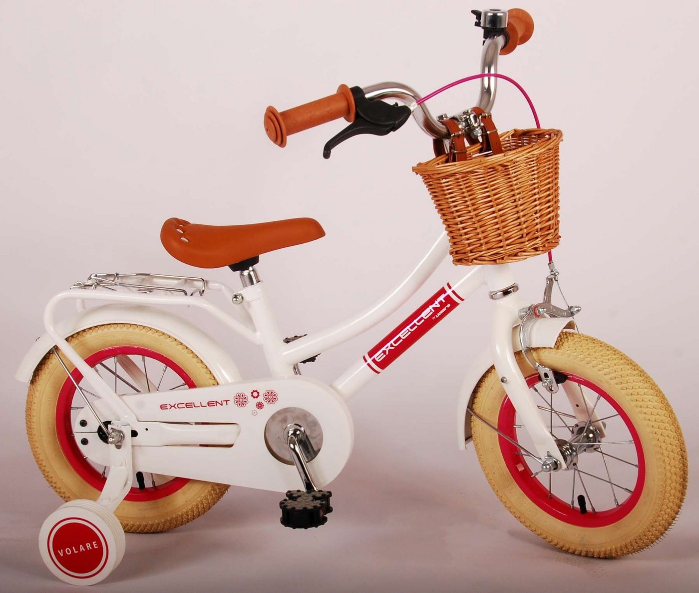 Volare Kinderfahrrad - Excellent - Mädchen - 12 oder 14 Zoll- bis 60kg - Rücktrittbremse, 85% zusammengebaut, 3 - 4,5 Jahre, Luftbereifung von Volare