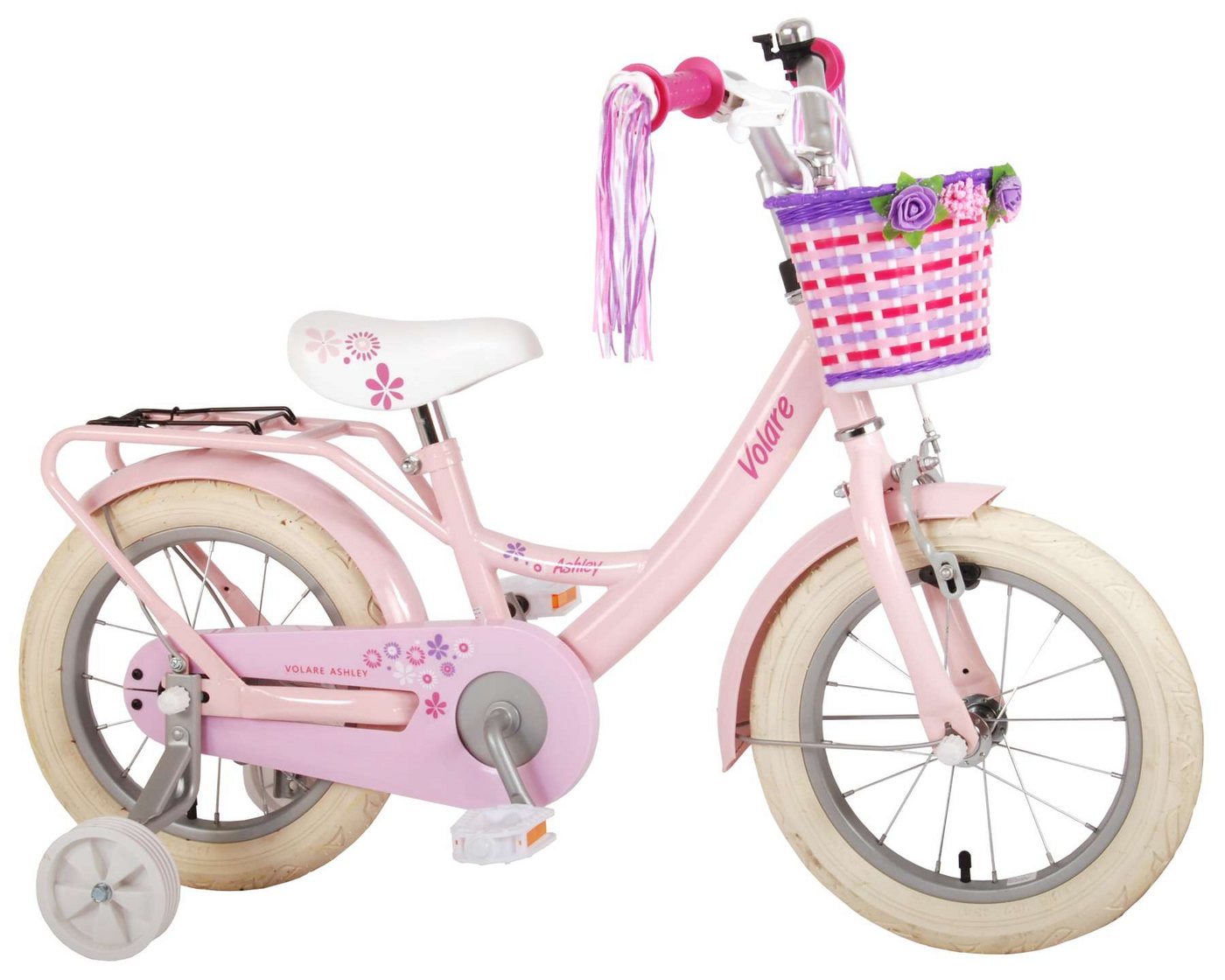 Volare Kinderfahrrad Kinderfahrrad Ashley für Mädchen 14 Zoll Kinderrad in Rosa Fahrrad von Volare