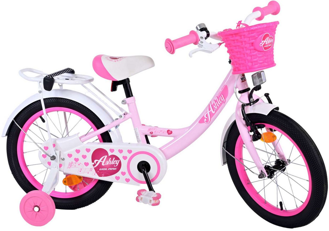 Volare Kinderfahrrad Kinderfahrrad Ashley für Mädchen 16 Zoll Kinderrad in Rosa von Volare