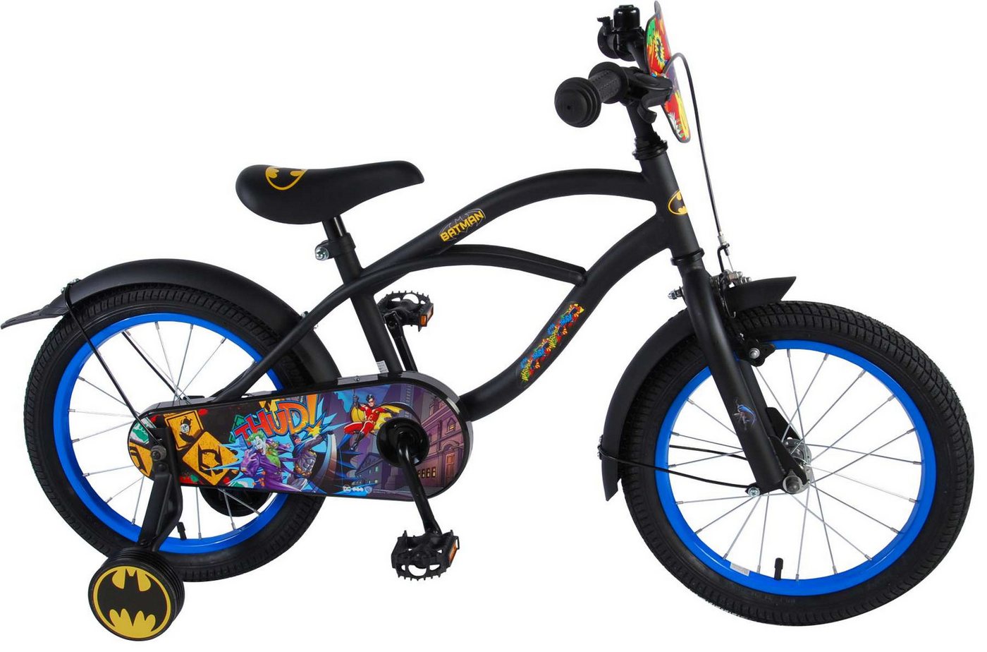 Volare Kinderfahrrad Kinderfahrrad Batman für Jungen 16 Zoll Kinderrad in Schwarz von Volare