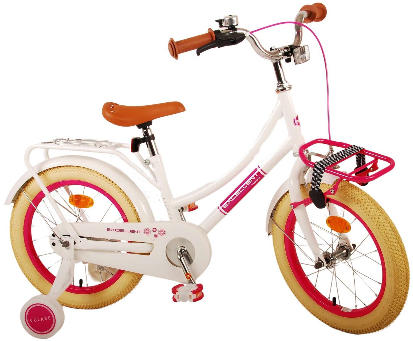Volare Kinderfahrrad Kinderfahrrad Excellent Fahrrad für Mädchen 16 Zoll Kinderrad in Weiß von Volare