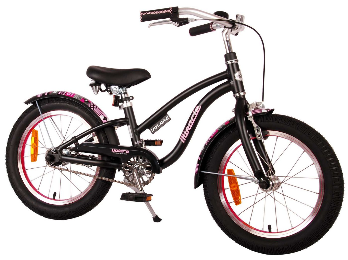 Volare Kinderfahrrad Kinderfahrrad Miracle Cruiser Mädchen 16 Zoll Kinderrad in Mattschwarz von Volare