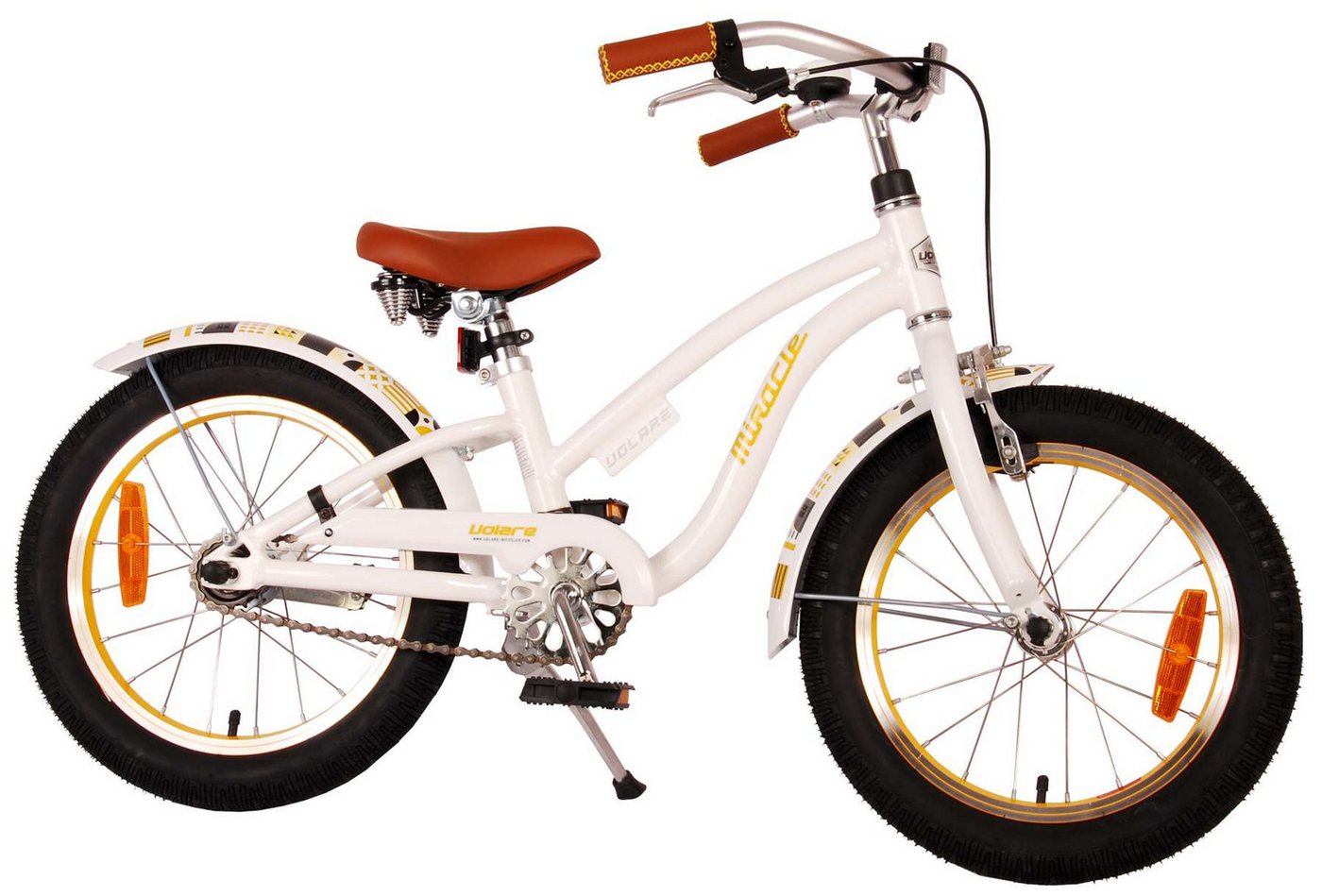 Volare Kinderfahrrad Kinderfahrrad Miracle Cruiser für Mädchen 16 Zoll Kinderrad in Weiß von Volare