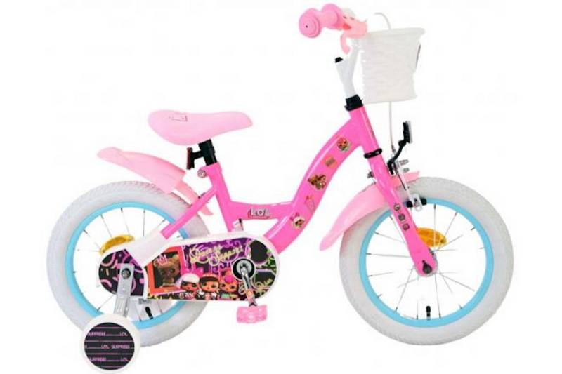 Volare Kinderfahrrad LOL Surprise 14 Zoll für Mädchen, (1-tlg), Rücktrittbremse, höhenverstellbarer Sattel und Lenker, mit Korb von Volare