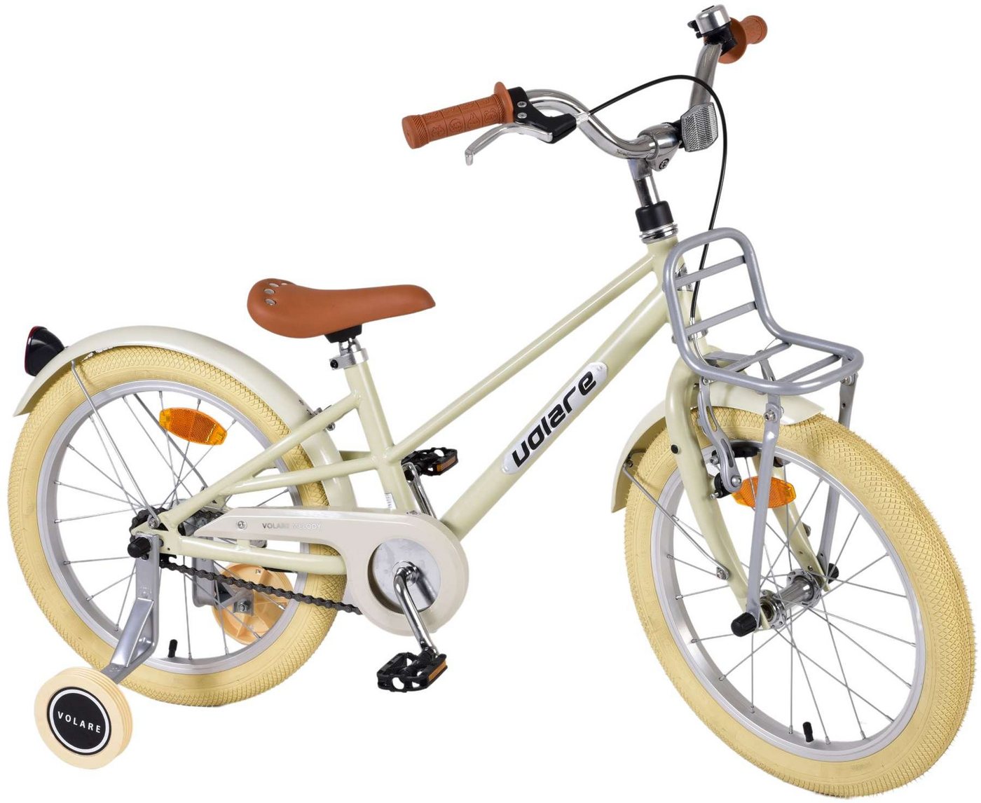 Volare Kinderfahrrad Melody - Mädchen - 18 Zoll - Sand - Zwei Handbremsen- bis 60 kg, 85% zusammengebaut, 4 - 7 Jahre, Innova Reifen, Lenkerhöhe einstellbar von Volare