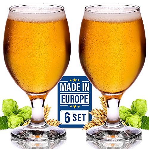 Volarium CRYSTALIA Luxus Biergläser 6er Set, 400 ml BLEIFREI Bierglas, Craft Beer Glass, Bierkelche, Stielbierglas, IPA Bierverkostungsglas, Bierkelchglas, Belgischen Stil Biergläser, Stielgläser von Volarium