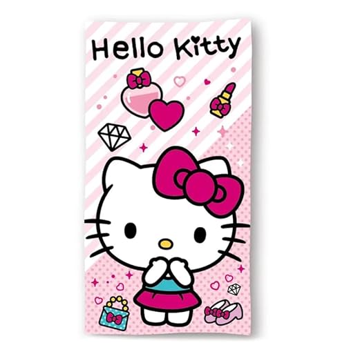 Volcano Strandtuch geeignet Hello Kitty aus 100% Baumwolle, 70 x 140 cm, Rosa von Volcano