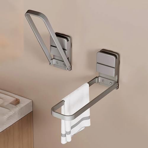 VOLDRA Handtuchhalter Ohne Bohren, Saugnapf Handtuchstange Klappbarer Gästehandtuchhalter Geschirrtuchhalter Küche Spüllappenhalter Handtuchhalter Zum Kleben Handtuch Halter(1 Stück, Grau) von Voldra