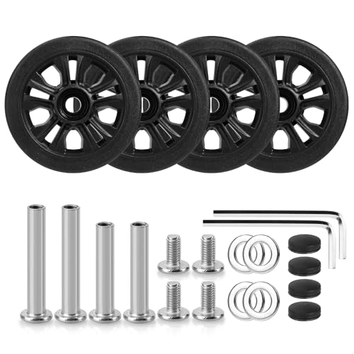 Volein 4 Stück Kofferrollen Ersatzrollen 55x11mm Koffer Ersatzrollen Schwarz Verschleißfeste Gummi Ersatzräder für Koffer mit Doppelrollen(Schwarz-VN2) von Volein
