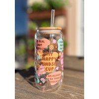 Happy Mindset Cup - Affirmations Glas 16Oz | Mit Bambusdeckel & Glasstrohhalm Positive Vibes Happy Mindset Cup - Affirmations Glas 16Oz | Mit Bambusdeckel & Glasstrohhalm Positive Vibes von Voliebyleonie