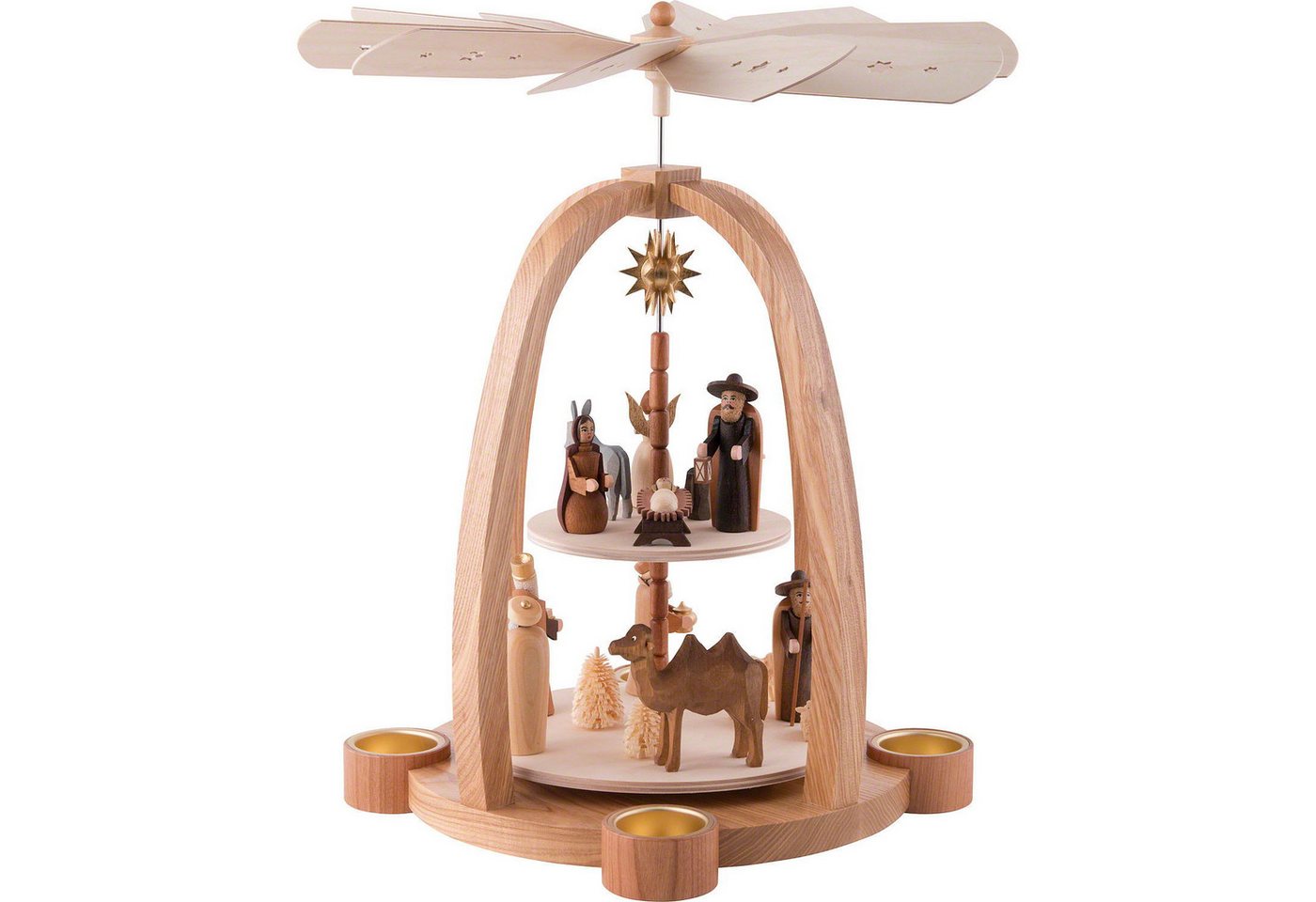 Volkskunst Neuber Weihnachtspyramide 2-stöckige Pyramide Christi Geburt (41cm) von Knuth Neuber von Volkskunst Neuber