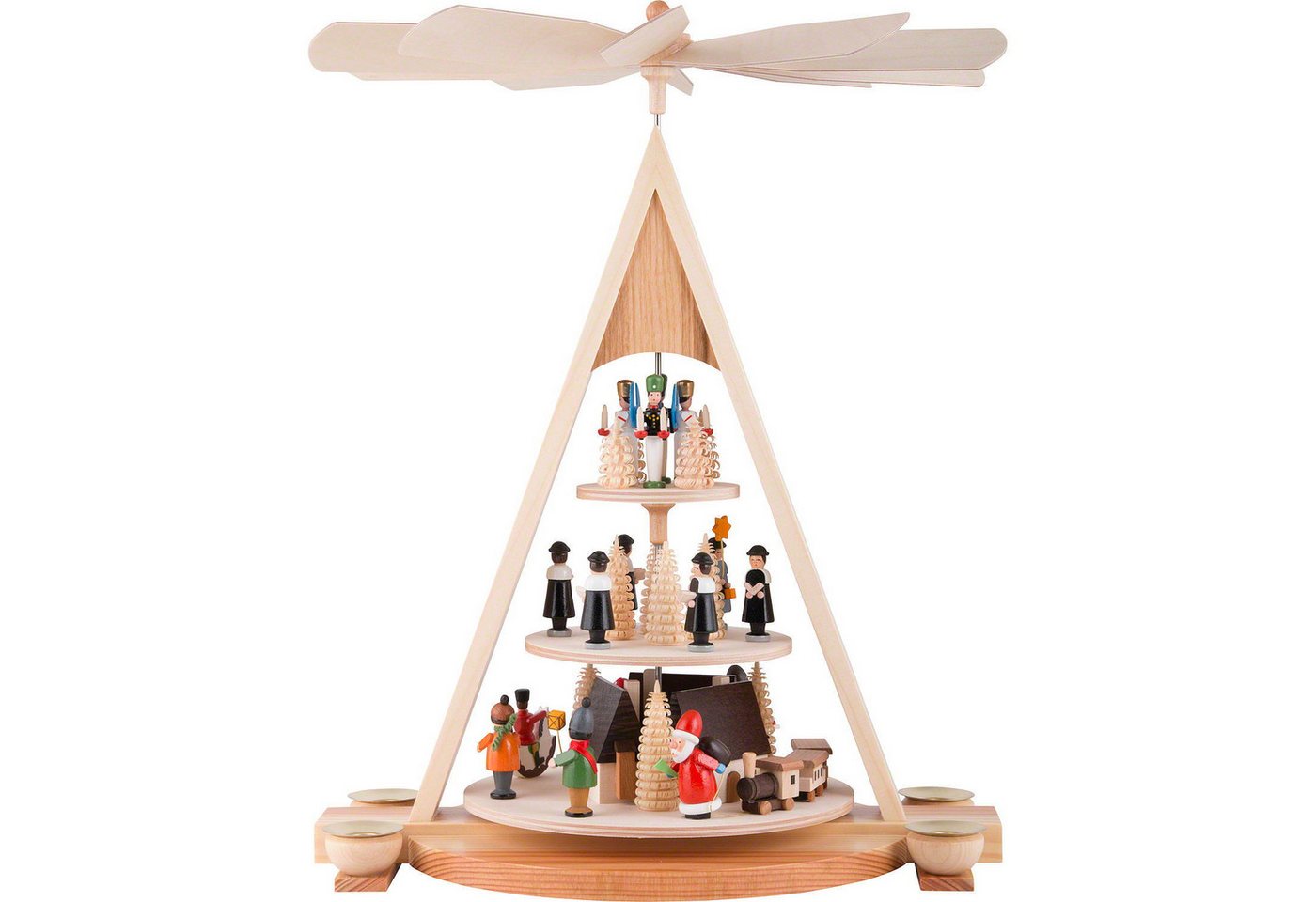 Volkskunst Neuber Weihnachtspyramide 3-stöckige Pyramide Erzgebirgsweihnacht (42cm) von Knuth Neuber von Volkskunst Neuber