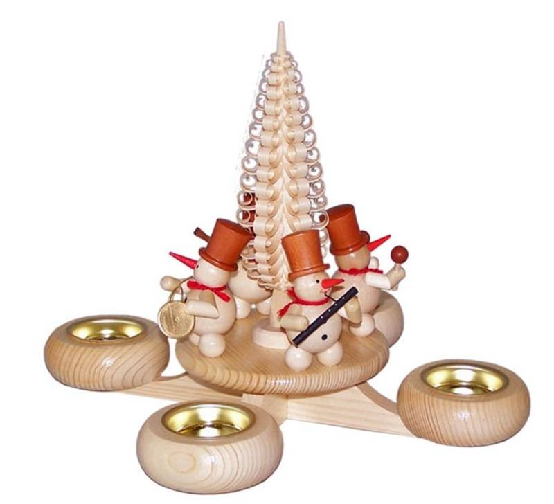 Volkskunst Zenker Adventsleuchter Weihnachtsdekoration Adventsleuchter mit Schneemänner natur BxHxt von Volkskunst Zenker