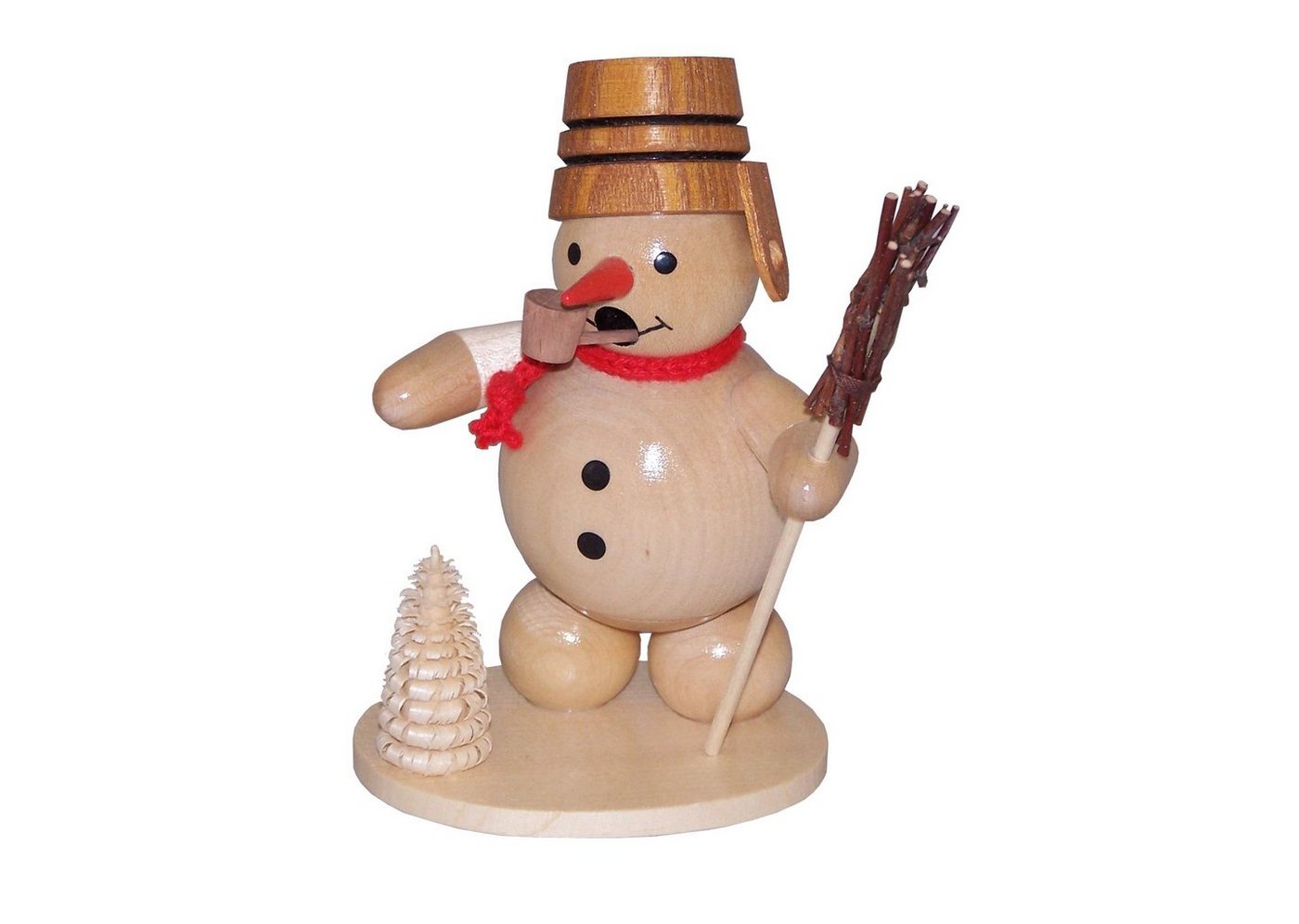 Volkskunst Zenker Räuchermännchen Räuchermann Schneemann mit Holztrog und Besen natur Höhe 13cm NEU von Volkskunst Zenker