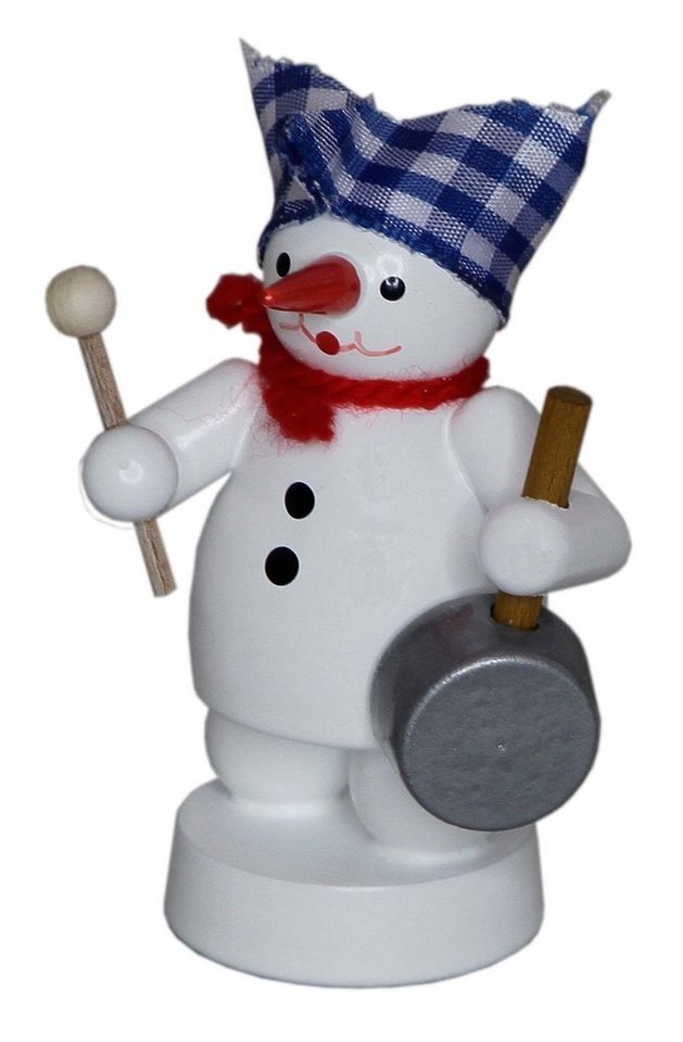 Volkskunst Zenker Schneemann Miniaturfigur Schneemann Musikant mit Bratpfanne BxHxT 4x7x4,6cm NEU von Volkskunst Zenker