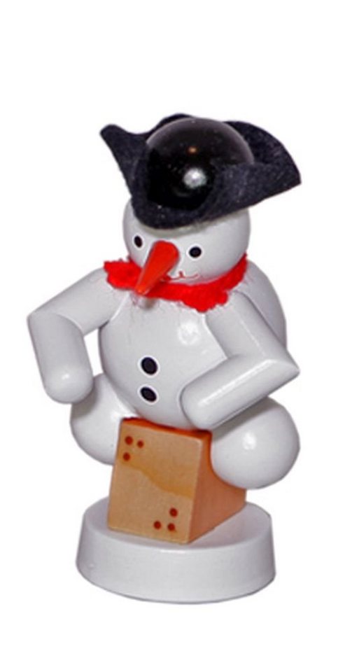 Volkskunst Zenker Schneemann Weihnachtsdekoration Schneemann Musikant mit Cajon Höhe 8cm NEU von Volkskunst Zenker