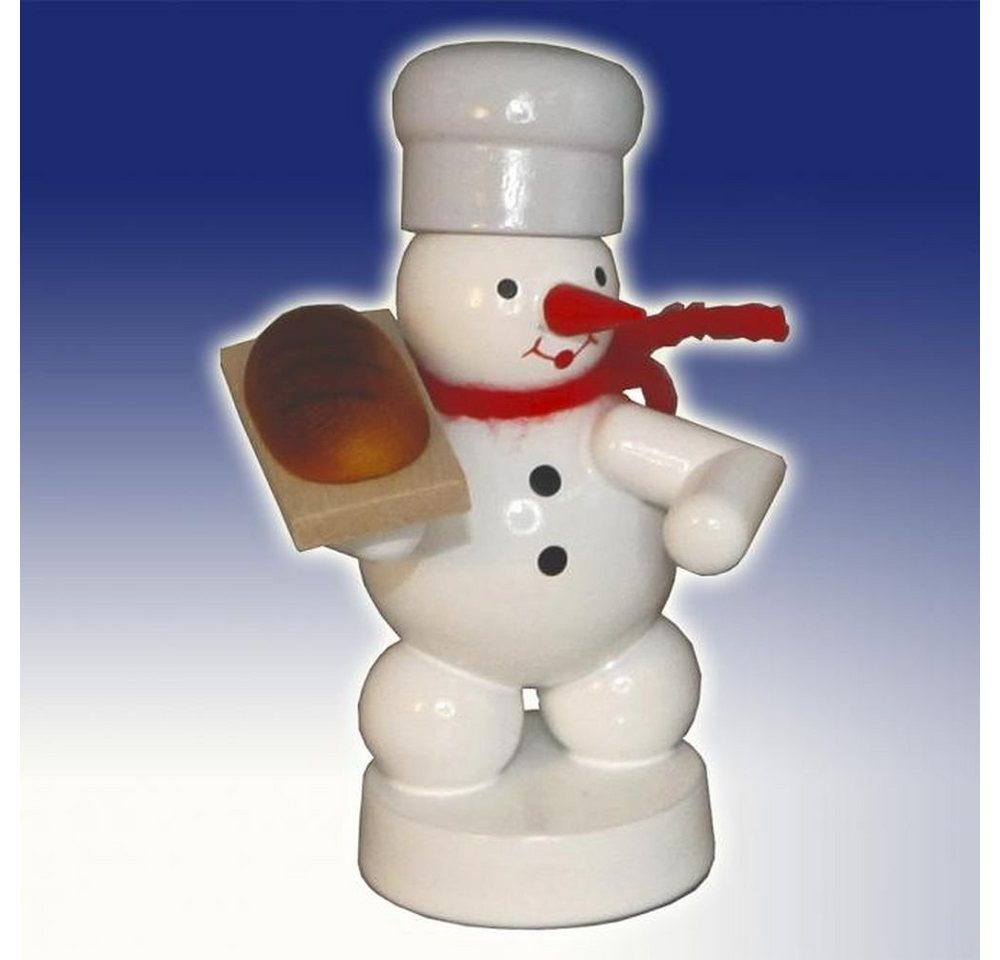 Volkskunst Zenker Schneemann Winterdekoration Schneemann mit Bäcker mit Brot Höhe 8cm NEU von Volkskunst Zenker