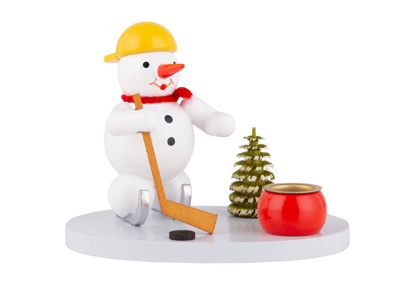 Volkskunst Zenker Schwibbogen Kerzenhalter Schneemann Eishockeyspieler (8cm) von Zenker Volkskunst von Volkskunst Zenker