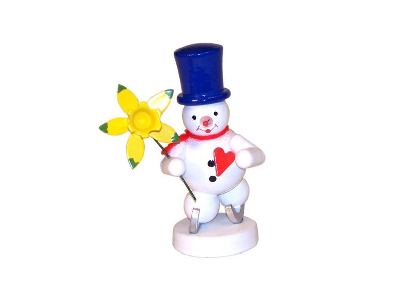 Volkskunst Zenker Teelichthalter Weihnachtsdekoration Schneemann mit Schlittschuhen Höhe 9cm NEU von Volkskunst Zenker