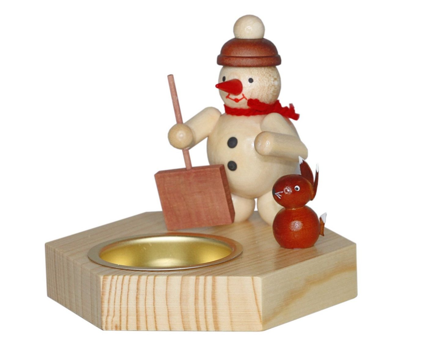 Volkskunst Zenker Teelichthalter Weihnachtsdekoration Teelichthalter Schneemann mit Schippe und Hase Volkskunst Zenker Teelichthalter Weihnachtsdekoration Teelichthalter Schneemann mit Schippe und Hase von Volkskunst Zenker
