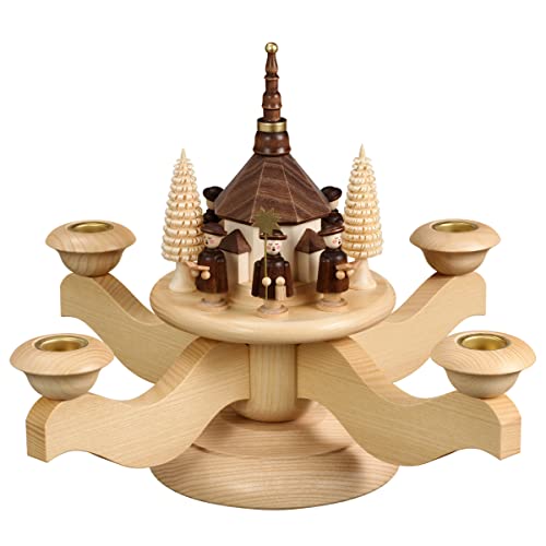 Volkskunstwerkstatt Unger Adventsleuchter mit Seiffener Kirche inkl. 4 Teelichtaufsätze - Echt Erzgebirge® #0510 von Volkskunstwerkstatt Unger