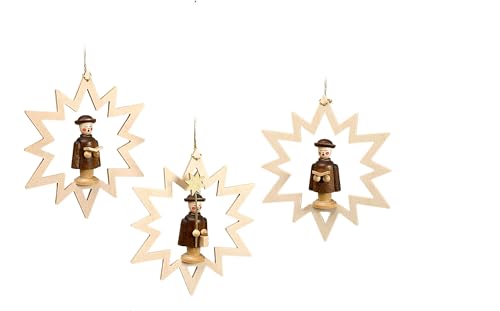 Erzgebirgischer Baumbehang Kurrendestern 3er Set - Original Erzgebirge® #0412 von Volkskunstwerkstatt Unger