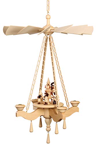 Volkskunstwerkstatt Unger Deckenpyramide - Hängepyramide Motiv Vor dem Fest 0873 inkl. 4 Teelichtaufstecker - Echt Erzgebirge® von Volkskunstwerkstatt Unger