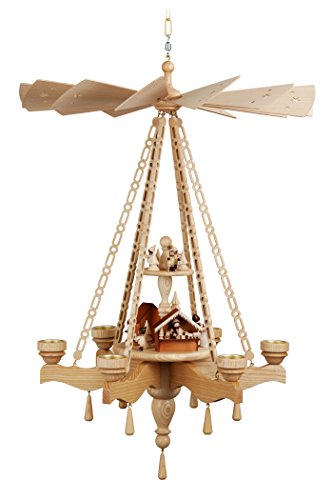 Volkskunstwerkstatt Unger Deckenpyramide - Hängepyramide exklusiv 85cm, 2 Etagen, Motiv Weihnachtsmarkt - Original Erzgebirge® #0951 von Volkskunstwerkstatt Unger