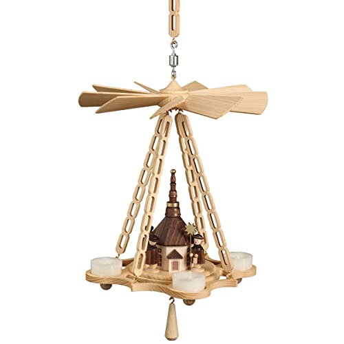 Volkskunstwerkstatt Unger Deckenpyramide - Hängepyramide mit Seiffener Kirche - Echt Erzgebirge® #0750 von Volkskunstwerkstatt Unger