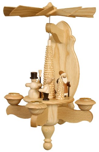 Volkskunstwerkstatt Unger Wandpyramide - Hängepyramide Weihnacht mit Ringelbaum inkl. 3 Teelichtaufstecker- Original Erzgebirge 0880 T von Volkskunstwerkstatt Unger