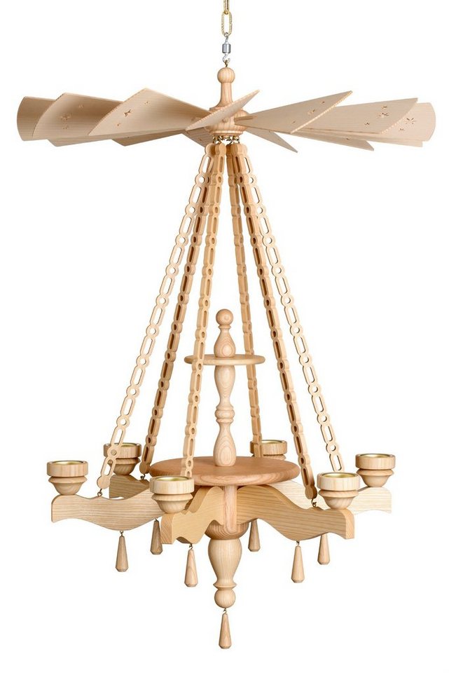 Volkskunstwerkstatt Unger Weihnachtspyramide Deckenpyramide 85cm Unbestückt, 1 Teller 2-stöckig von Volkskunstwerkstatt Unger