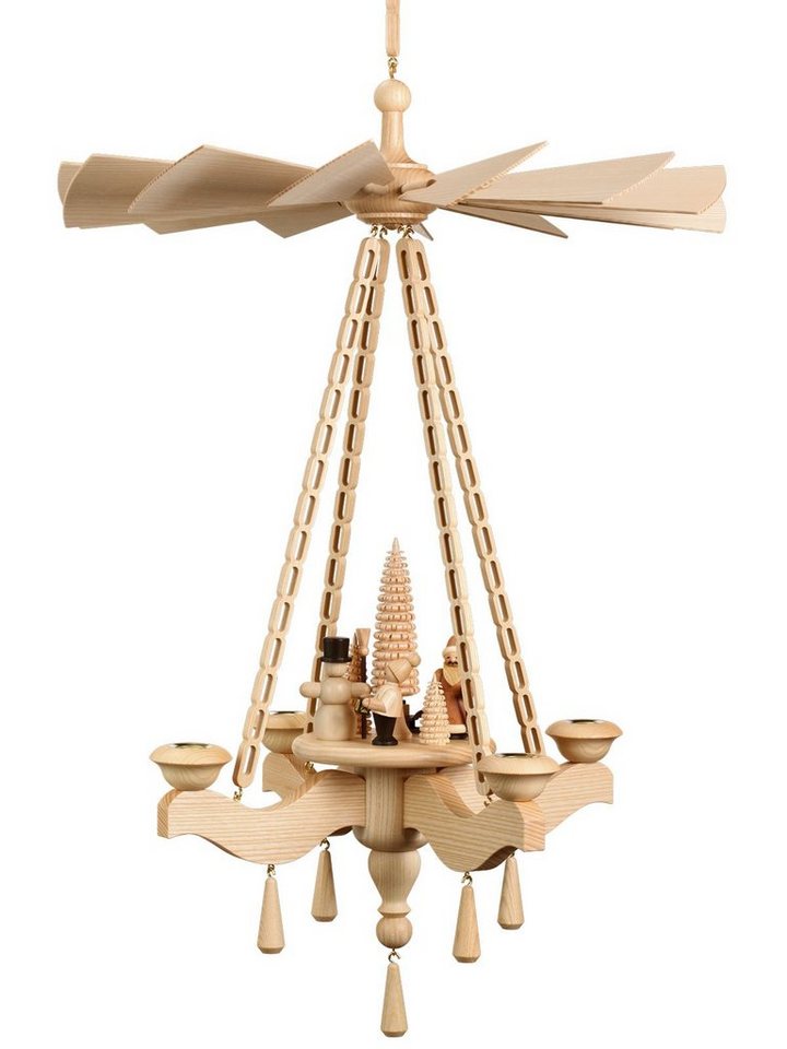 Volkskunstwerkstatt Unger Weihnachtspyramide Deckenpyramide 65cm, Weihnacht, Ringelbaum von Volkskunstwerkstatt Unger