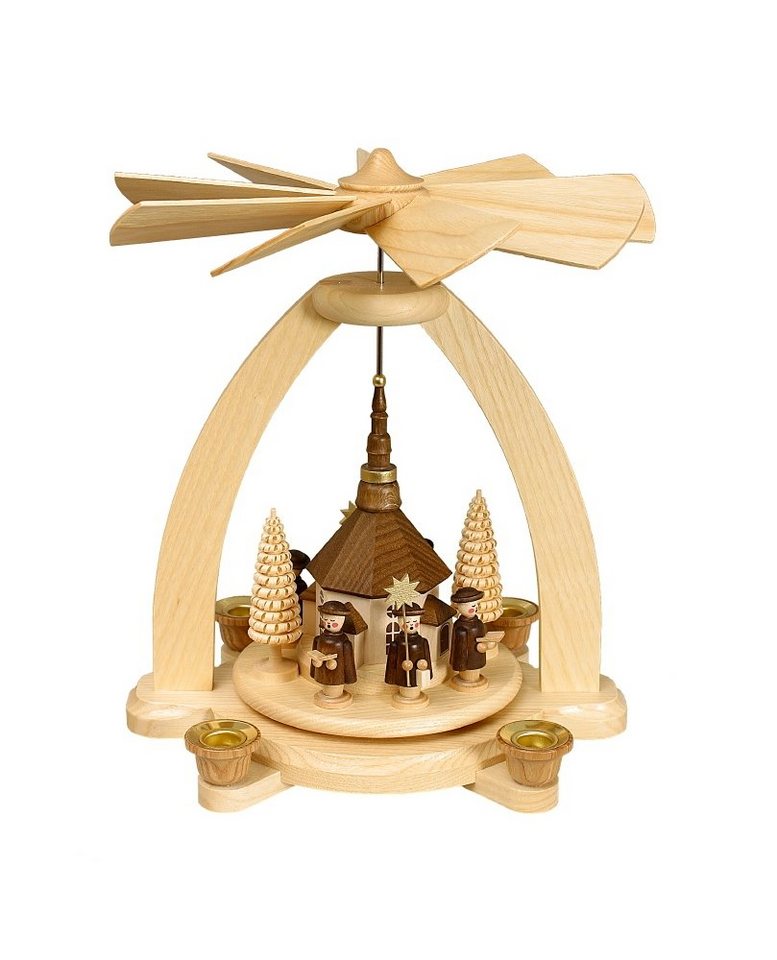 Volkskunstwerkstatt Unger Weihnachtspyramide Tischpyramide, Kurrende Seiffener Kirche von Volkskunstwerkstatt Unger