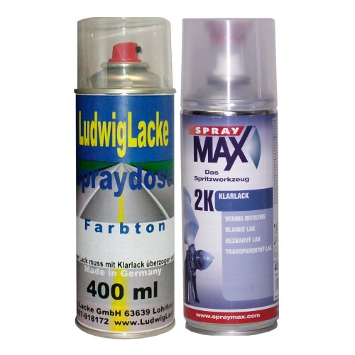 PREMIUM Sprayset für VW Alusilber Farbcode LY7M oder L5 Oder Y7M Bj. 1995 - 2004 Metallic Lack * 2 Spraydosen Lack Spray im Set - Eine Spraydose Basislack 400 ml und eine Dose 2K Klarlack hochglänzend 400ml. von LudwigLacke