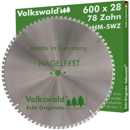 Volkswald ® HM-Sägeblatt SWZ 600 x 28 mm Z=78 Holzfaserplatten Heraklithplatten Kunststoffe Acrylglas Fassadenprofile Allrounder Schalhölzern Kanthölzern mit Betonbeschlag und Nagelresten von Volkswald