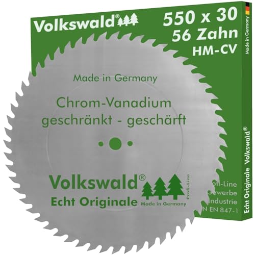 Volkswald ® Sägeblatt CV 550 x 30 mm Z= 56 geschränkt Tischkreissägen Wippkreissägen und Formatkreissägen geschärft Brennholz CV Chrom - Vanadium, CS Chrom - Stahl KV von Volkswald